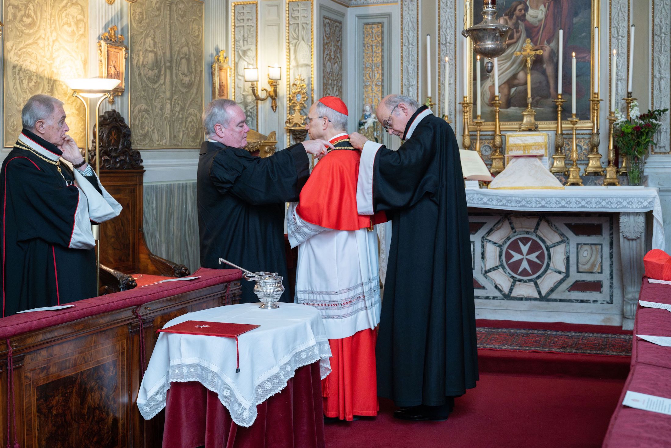 Insignia of Bailiff Grand Cross of Honour and Devotion conferred on Cardinal Robert Francis Prevost